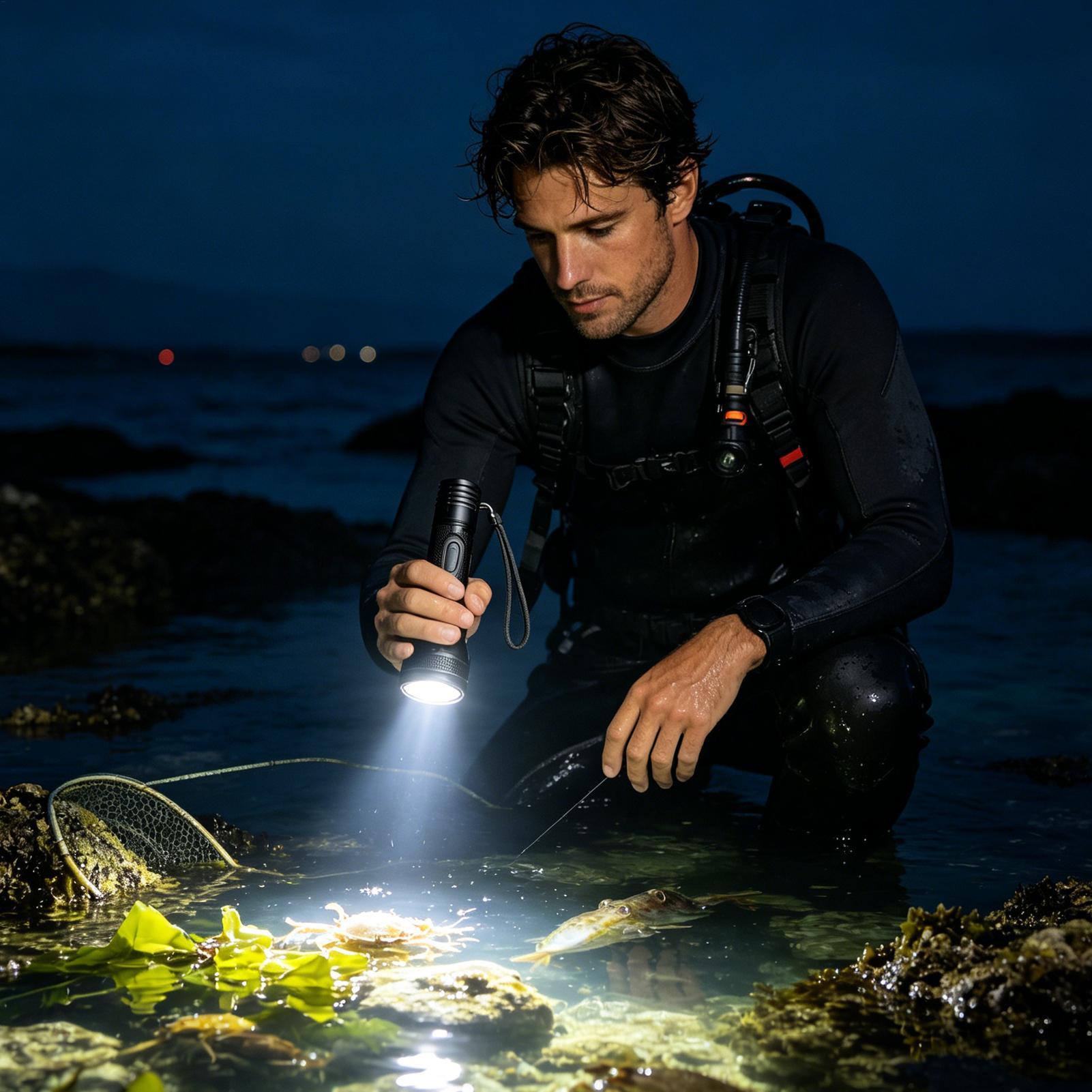 مصباح غوص LED قوي قابل لإعادة  - مراجعة Underwater Flashlight وسعره