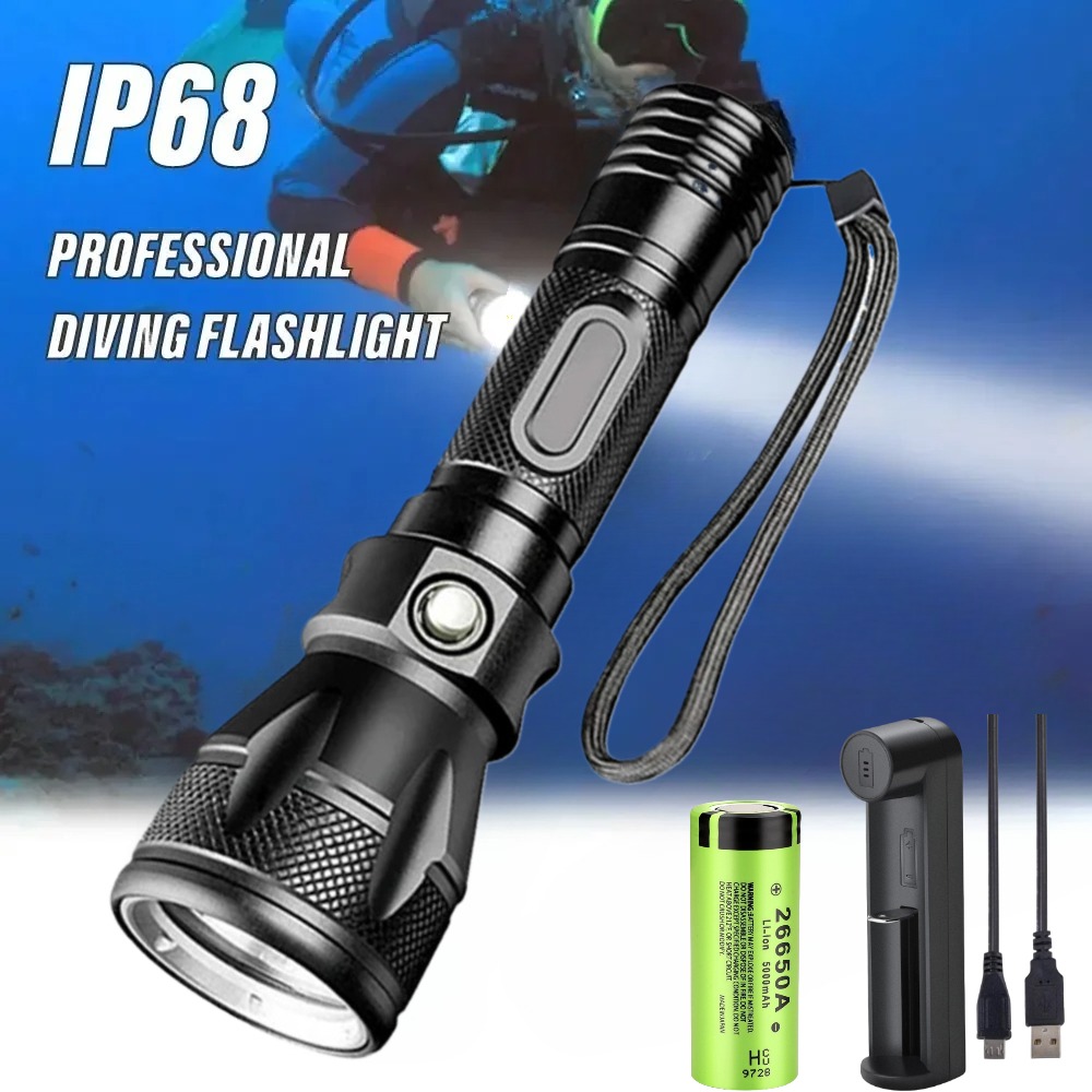 مصباح غوص احترافي LED، كشاف غو - مراجعة Underwater Flashlight وسعره