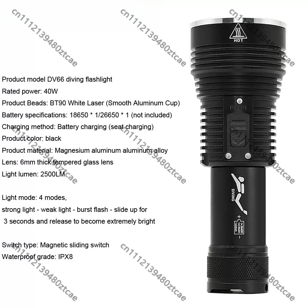 مصباح يدوي ليزر أبيض عالي القو - مراجعة Underwater Flashlight وسعره