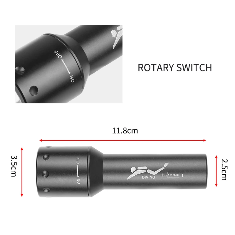 مصباح غوص LED جديد T6 طويل الم - مراجعة Underwater Flashlight وسعره