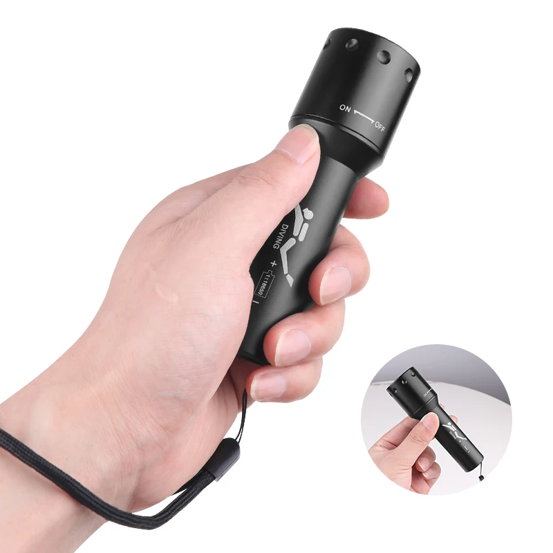 مصباح غوص LED جديد T6 طويل الم - مراجعة Underwater Flashlight وسعره